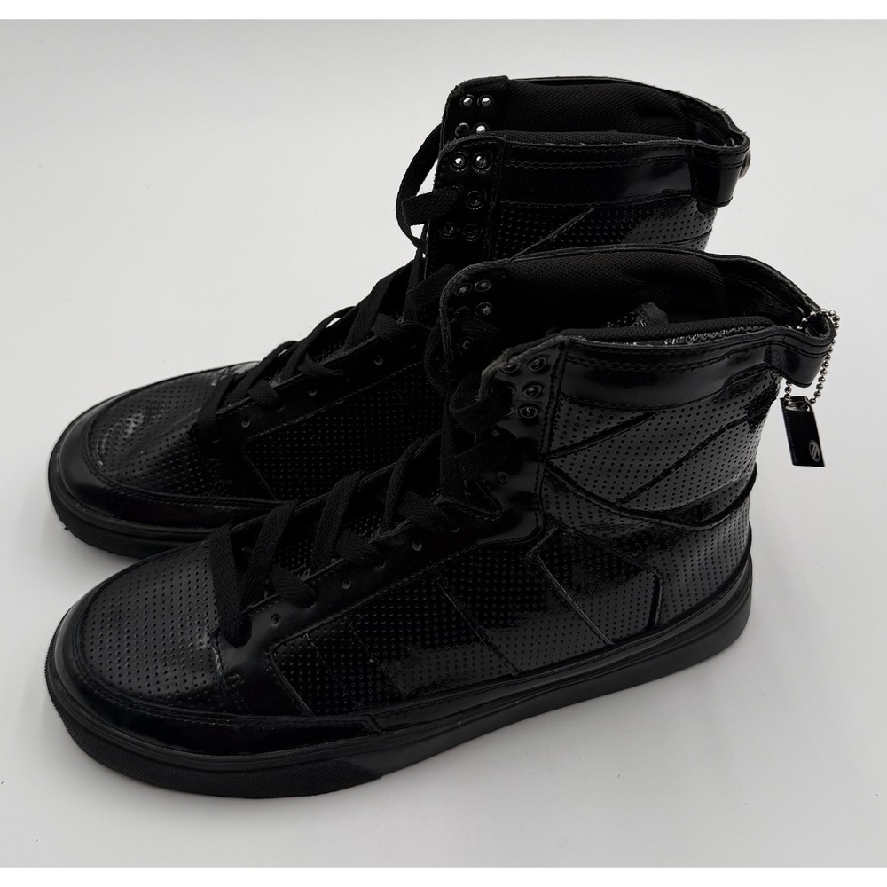 Radii Thriller FM1016 High Top Sneakers Mens 10.5 Black Patent Perforated Y2K
